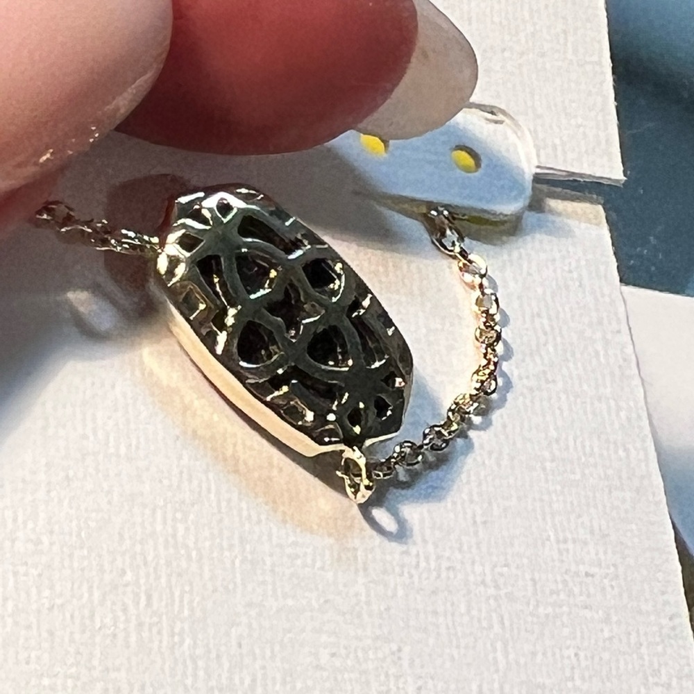 NWT Kendra Scott RARE Elisa Necklace Blue Goldstone Yellow Gold Bloomingdales😊 - Picture 7 of 10